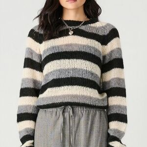 Zara Black, Gray, and Cream Striped Sweater